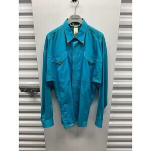 Gianni Versace Vintage Turquoise Cotton Western Shirt Size 50